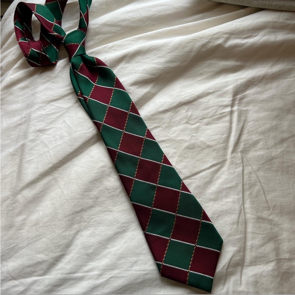 Comme des Garcons Green Red Argyle Tie